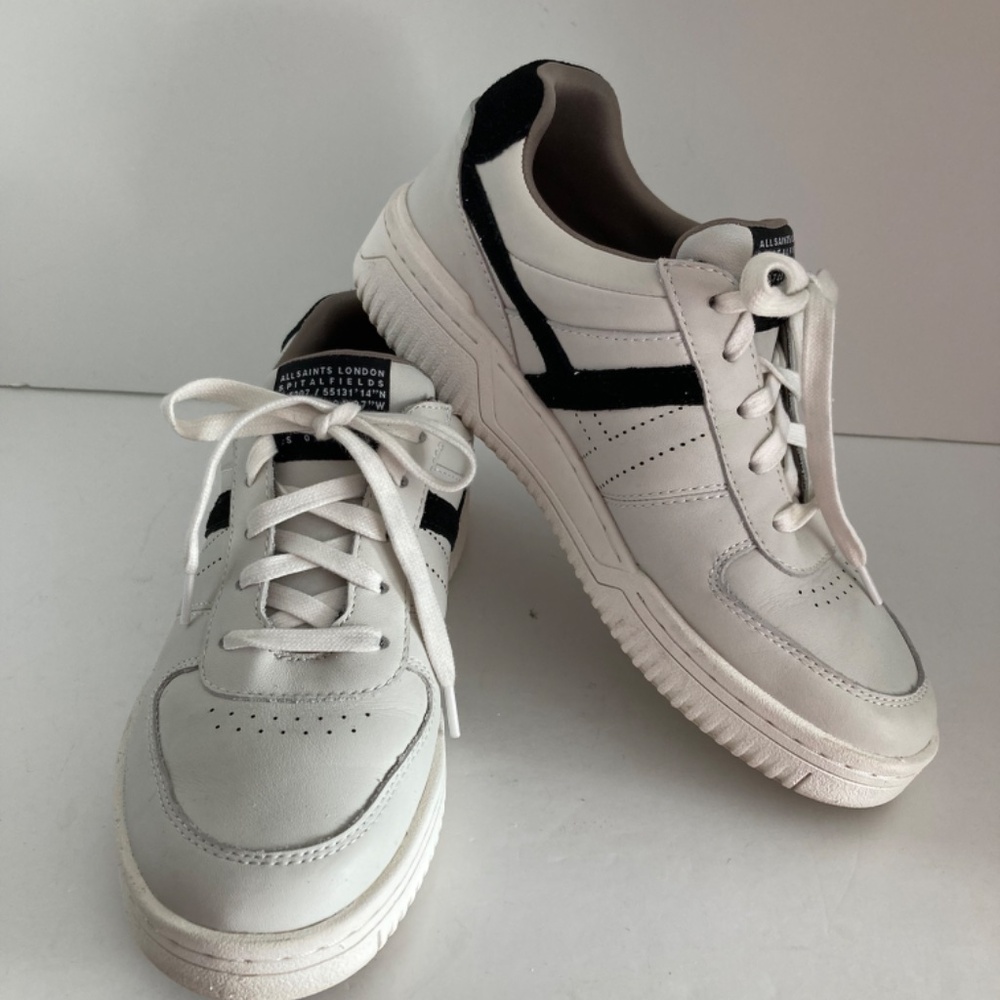 AllSaints Vix Low Top Women’s Sneakers EU39 US9 White Leather Suede Shoes EUC
